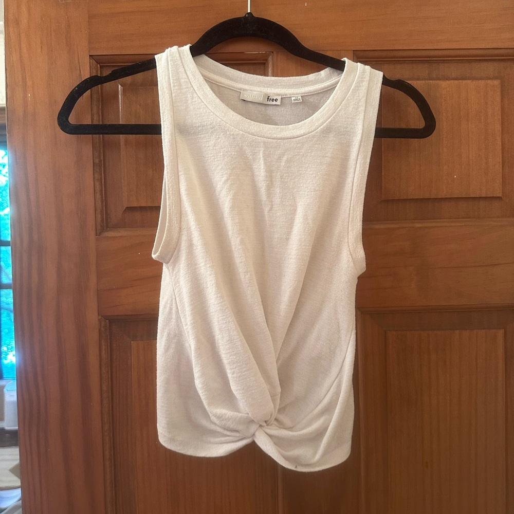 Women's White Twist-Front Tank Top